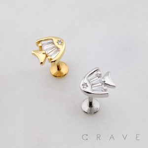 AQUATIC GLUB GLUB FISH CZ STUD THREADLESS (PUSH IN) 316L SURGICAL STEEL LABRET SET